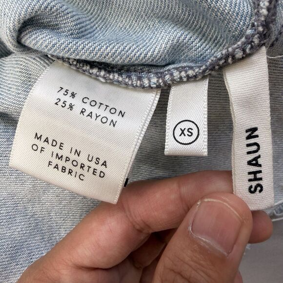 GRLFRND Shaun Denim Oversized Shirt Dress Size XS Tangled Up Pearl Snaps US Made - Picture 10 of 11